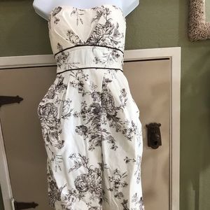 Strapless off white with brown flowers